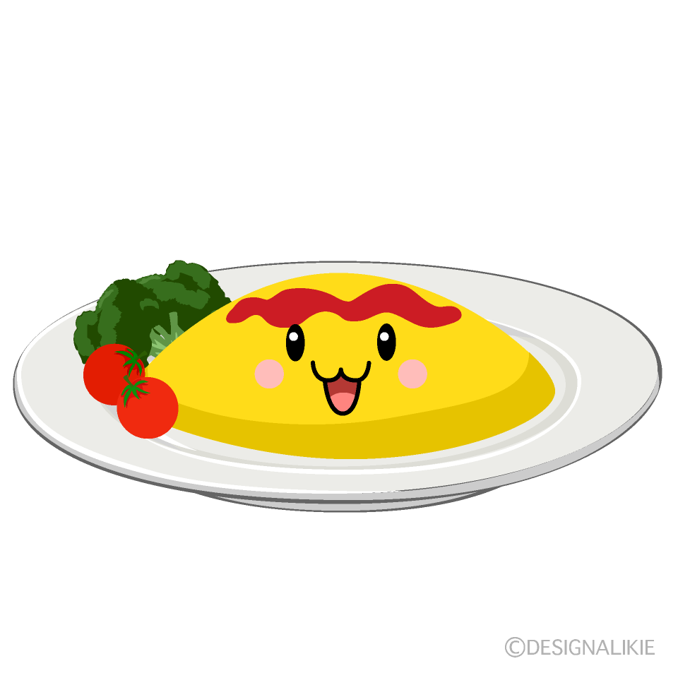お子様ランチのオムライスイラストのフリー素材イラストイメージ