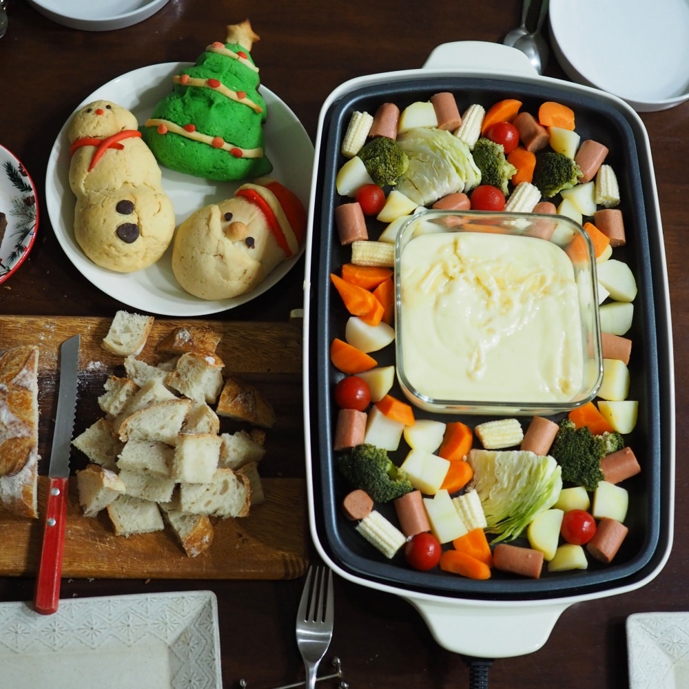 ズボラでも大丈夫!ホットプレートdeチーズフォンデュとアヒージョ&あんふぁん