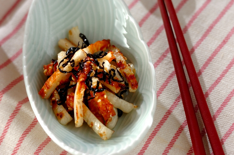 ピーマンとちくわの塩昆布ナムル