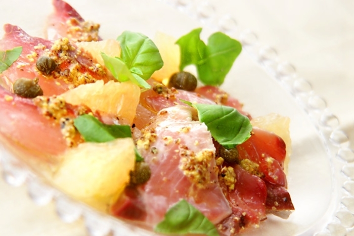 ハマチのカルパッチョ バジルとナッツのソース旬食予報 お魚応援特設ページ