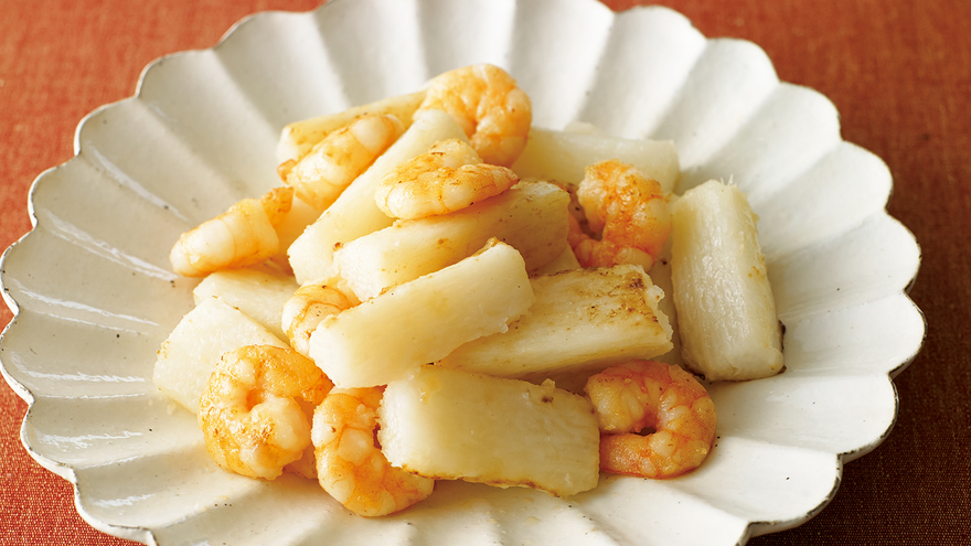 えびと長芋の塩炒め