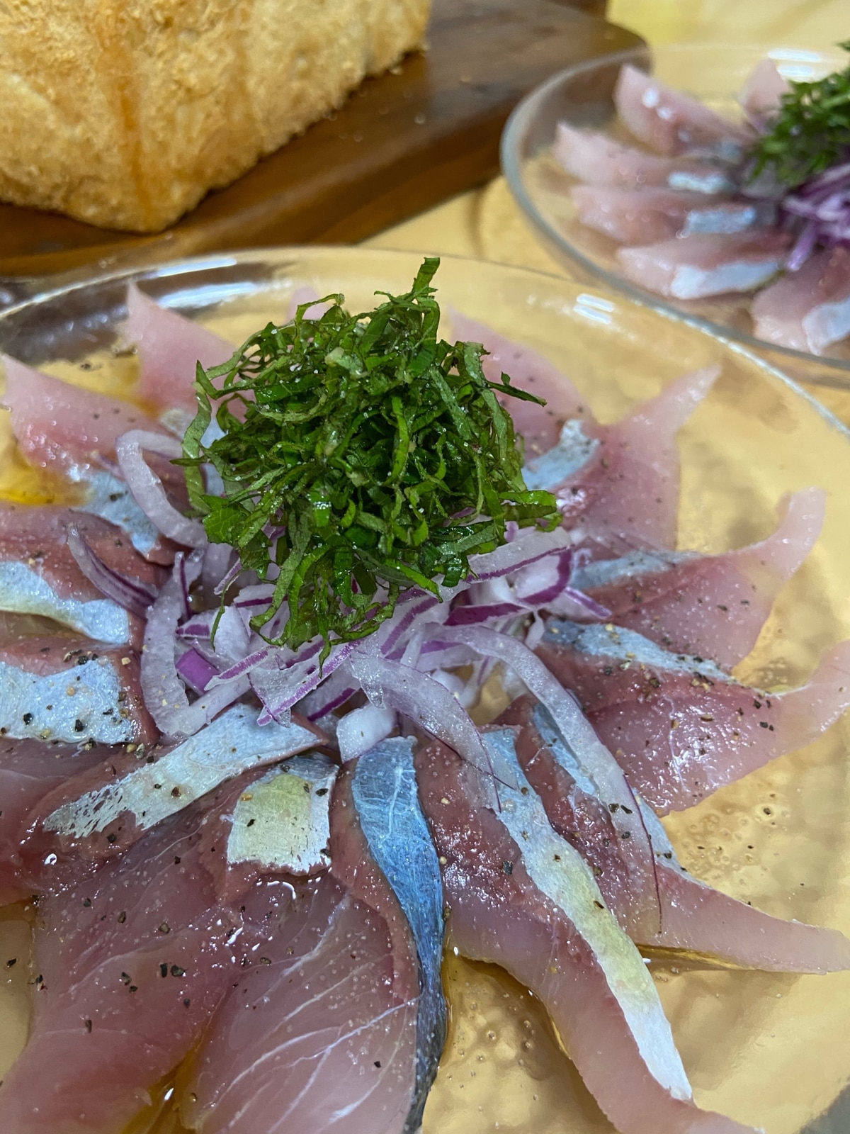 はまちと三つ葉の和風カルパッチョ お好みのお刺身でどうぞ♪