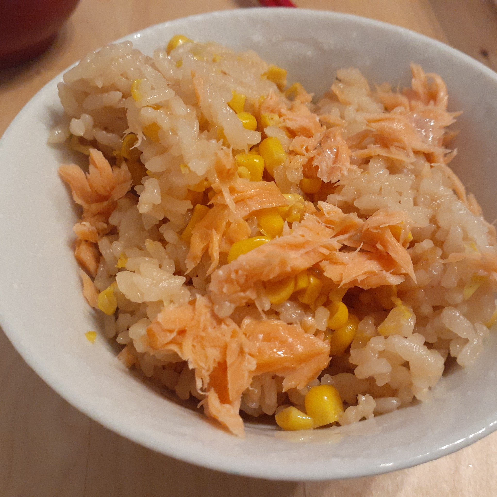 秋鮭ととうもろこしの炊き込みご飯は・あ・とメニュ