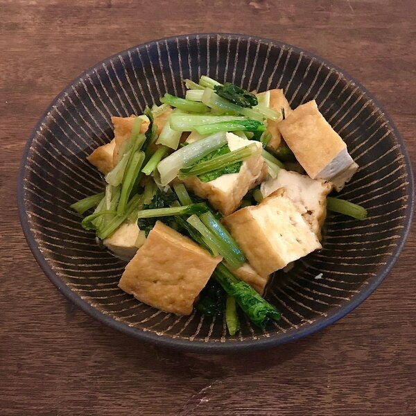 小松菜と厚揚げのめんつゆ風味レシピ4選！炒め物や煮浸しなどの人気レシピ・作り方デリッシュキッチン