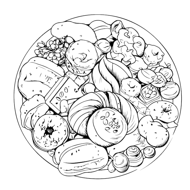 秋の食べ物塗り絵食育幼児・小学生の学習教材