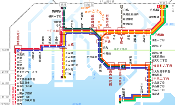 広島-2 広島電鉄 紙屋町西⇒宮島口 軌道線＋鉄道線