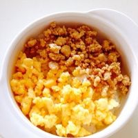 幼児食 1歳8ヶ月 男の子 とある日の食事 一緒につくる朝ごはん・お昼ごはん・夜ごはん 簡単丼・親子丼レシピ