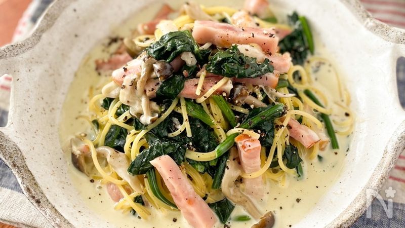 ほうれん草とベーコンのスパゲッティ