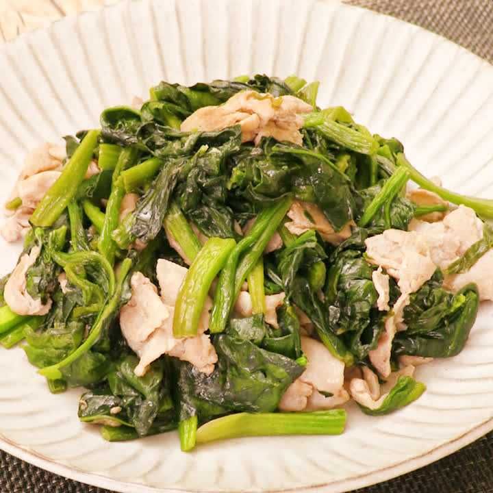豚肉とほうれん草のマヨポン炒め