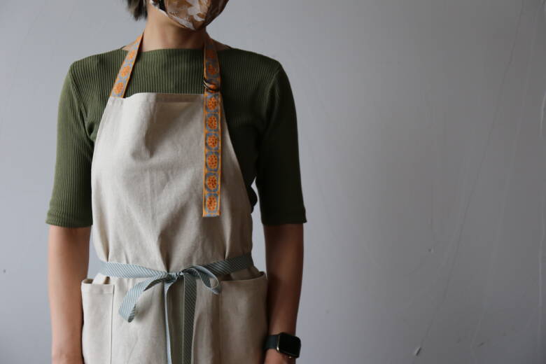 かぶりタイプのラフエプロン 直線ver. の作り方│koshirau 拵う こしらう