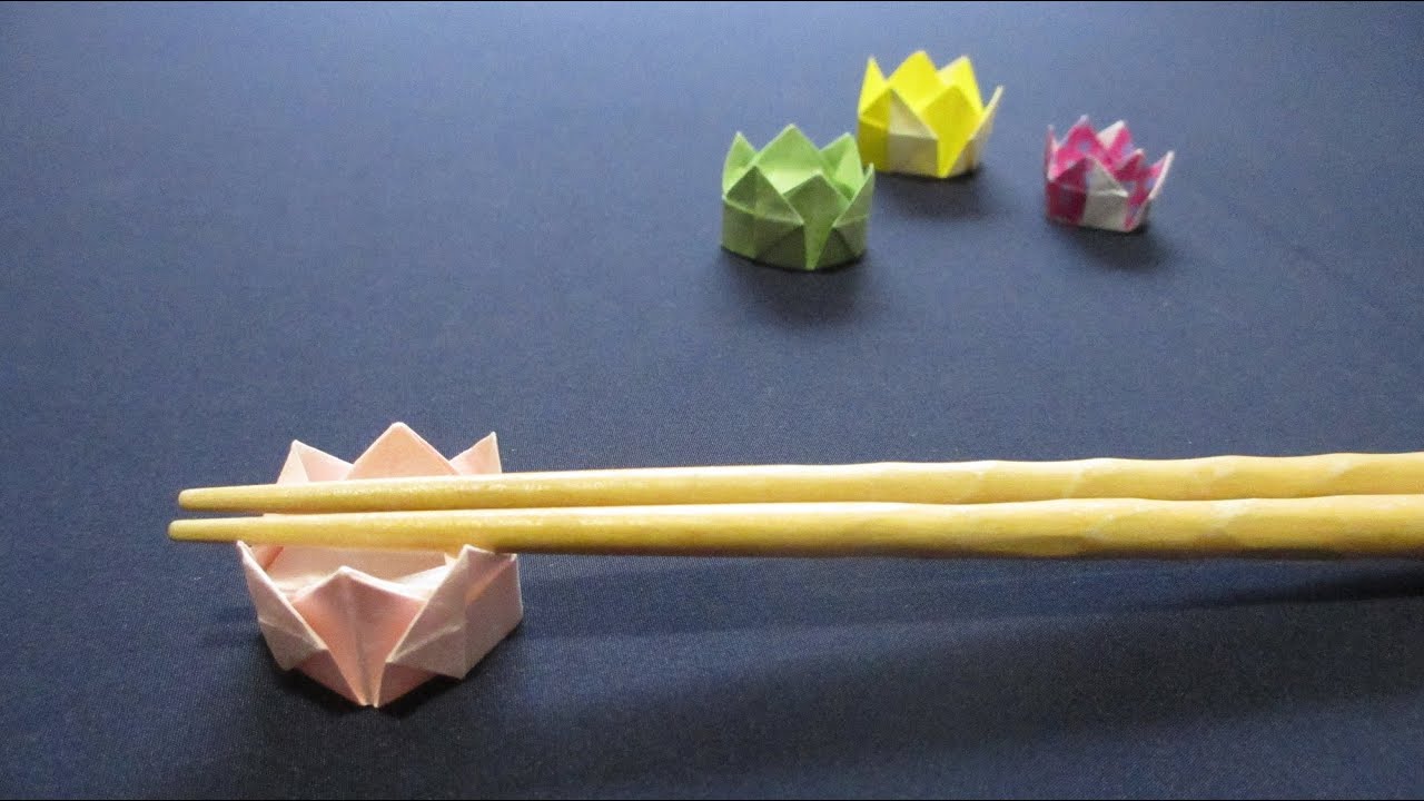 花びらリボンの箸置き 折り紙 Origami petal ribbon chopstick rest