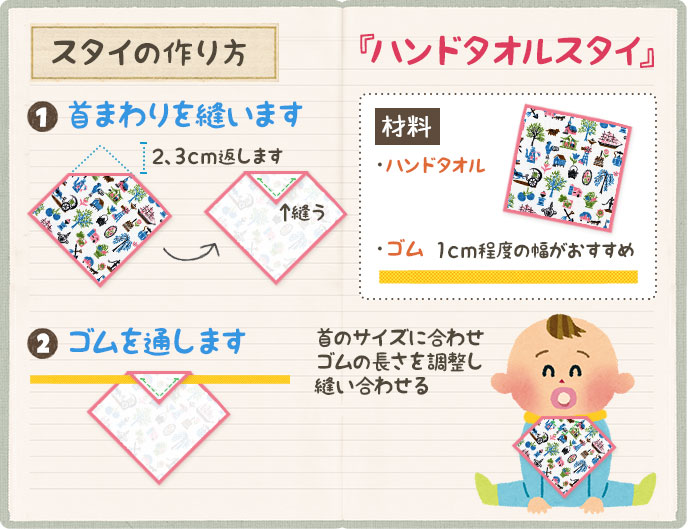 スタイの作り方!よだれかけを手縫いで簡単に手作り工作・自由研究All About
