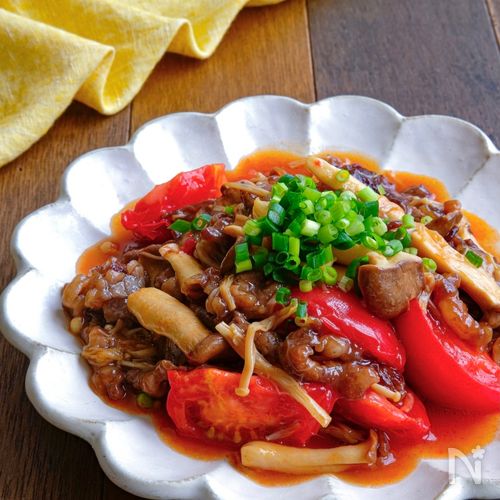 牛肉とトマトのにんにく炒め