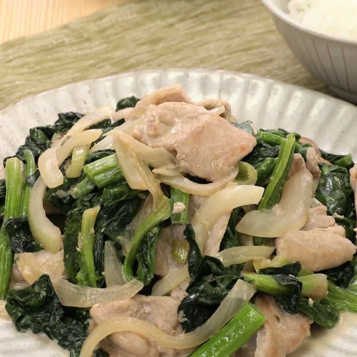 豚肉とほうれん草のマヨポン炒め