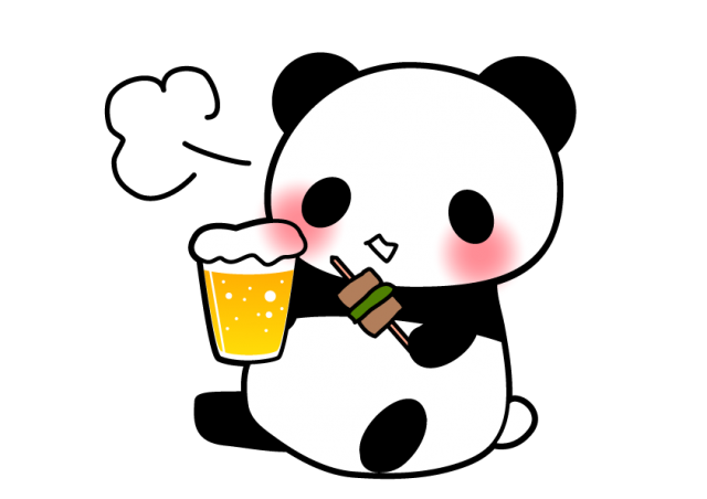 かわいい顔が描いてあるビールのイラスト：イラスト無料