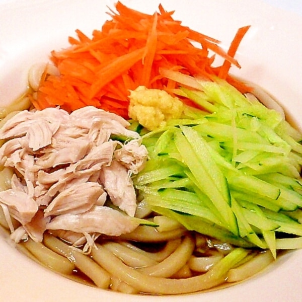 鶏ささみ入り＊月見きつねうどん