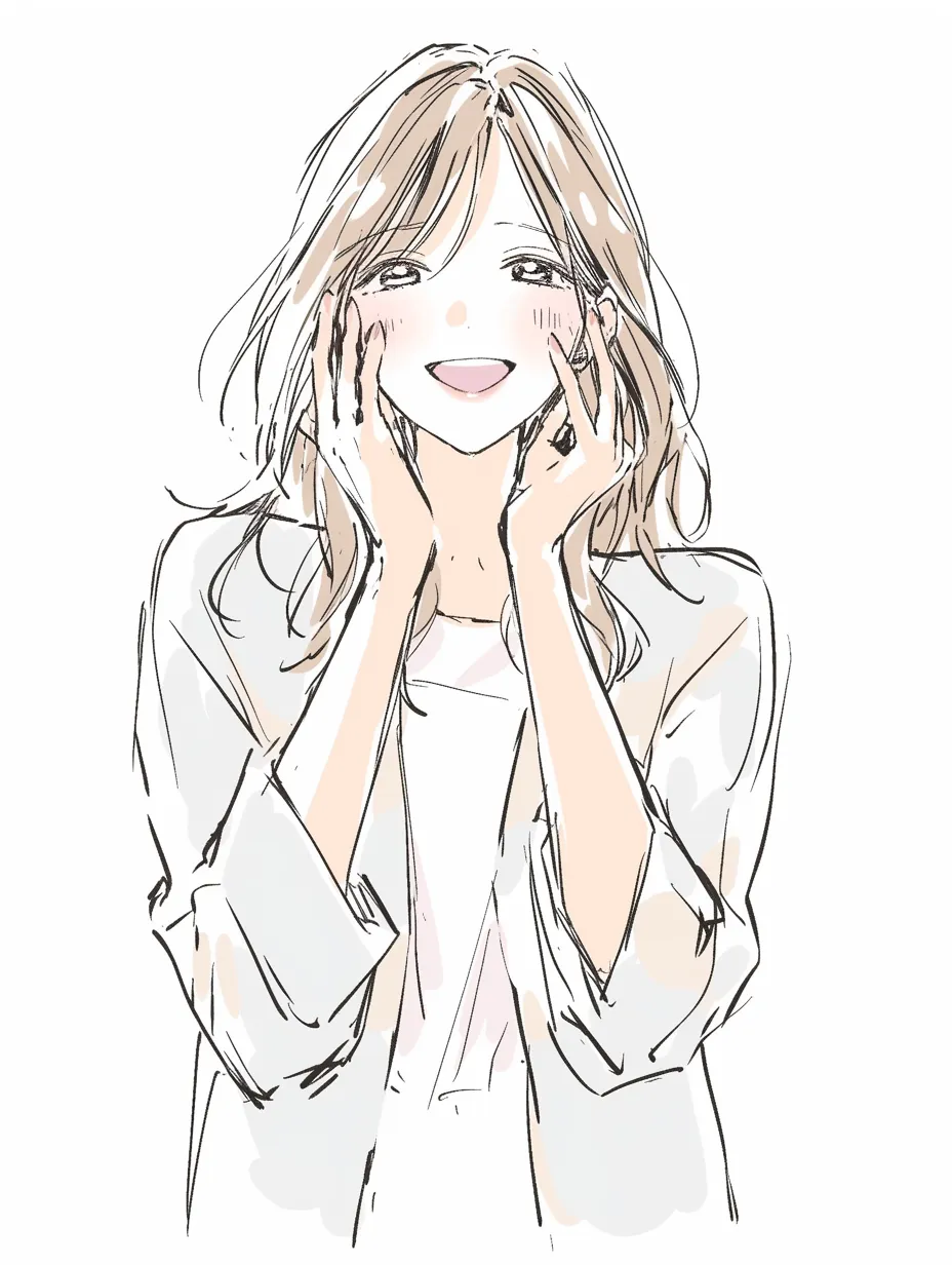 美味しい表情の子供 女の子1 の無料 フリー イラストかわいい手描きの無料素材「てがきっず」保育園・小学校・介護施設にぴったりのフリー素材イラスト