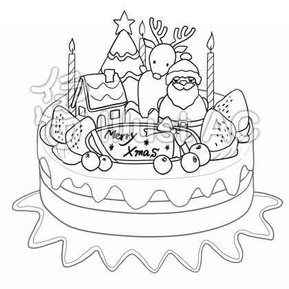 手書きの誕生日ケーキ、クリスマスケーキ：イラスト無料