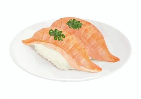 リアルなサーモンのお寿司のイラスト - いらすと「たなか」