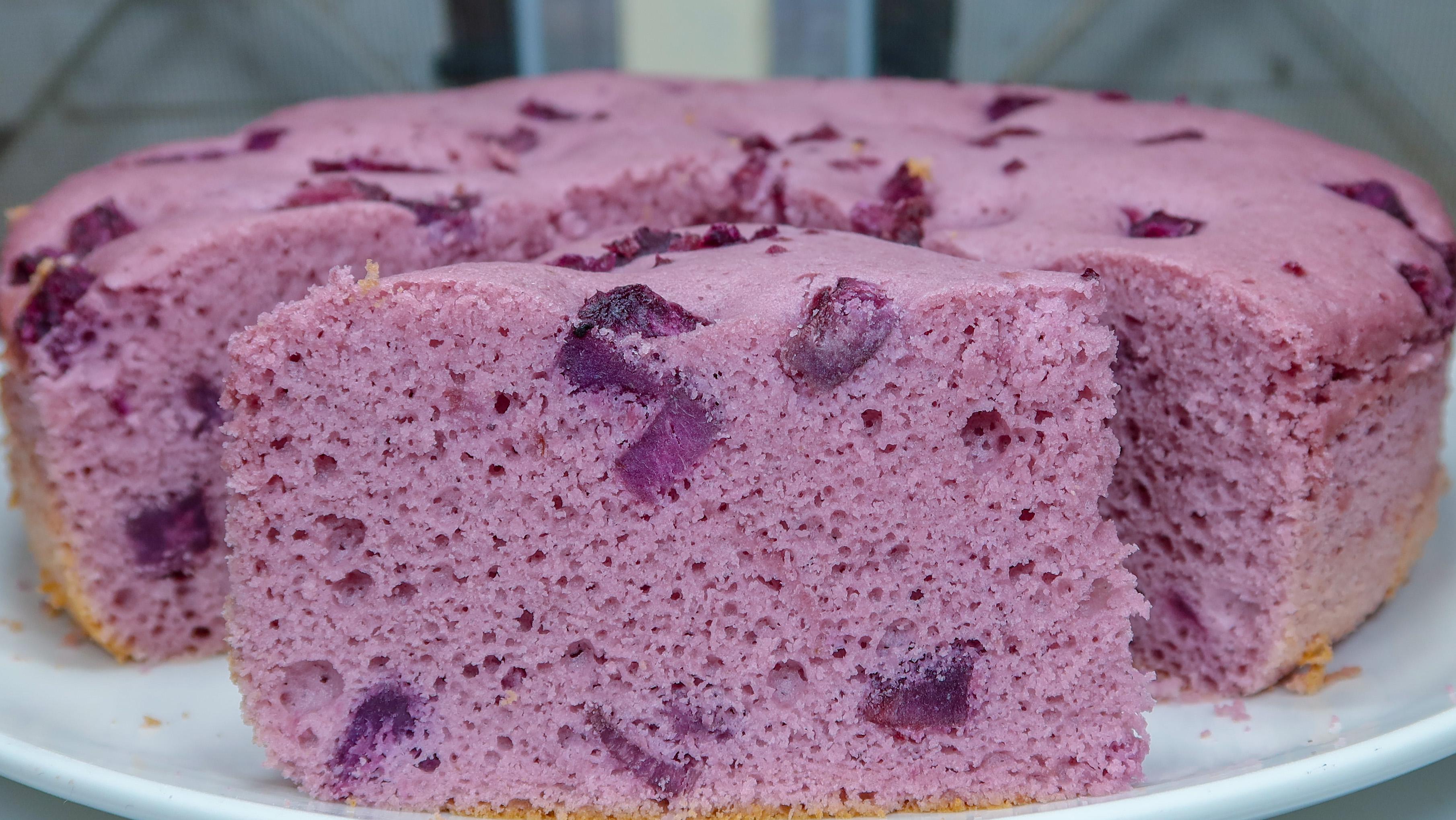 紫色スポンジケーキcake design hane