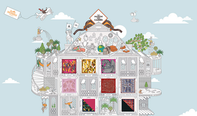 スカーフが集うバーチャルな家、エルメスの新ウェブサイト「メゾン・デ・カレ」 - ファッションプレス