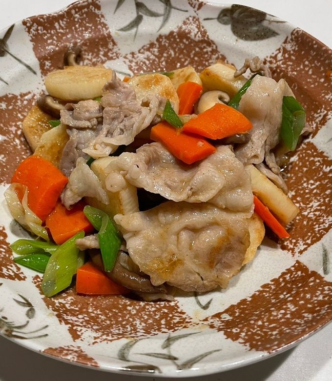 豚バラと長芋の梅オイスター炒め