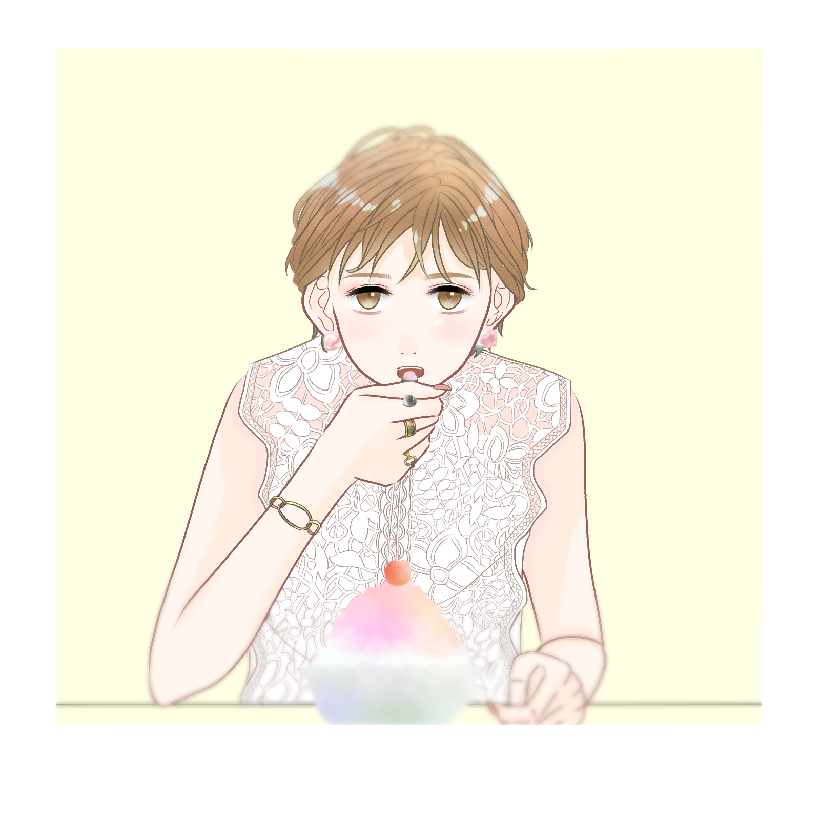 オリジナル 後輩ちゃんとかき氷の罠 - たにはらなつきのイラスト - pixiv