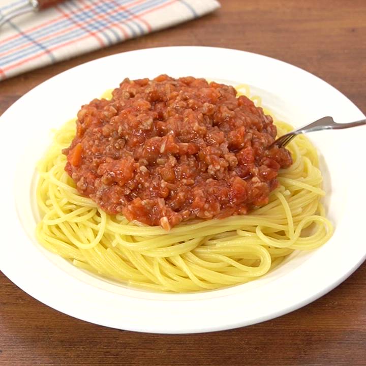トマトジュースで簡単！ミートソーススパゲティのレシピ♡