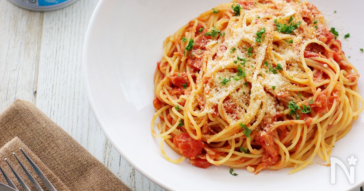 サバフレとトマトのスパゲティマリナーラ