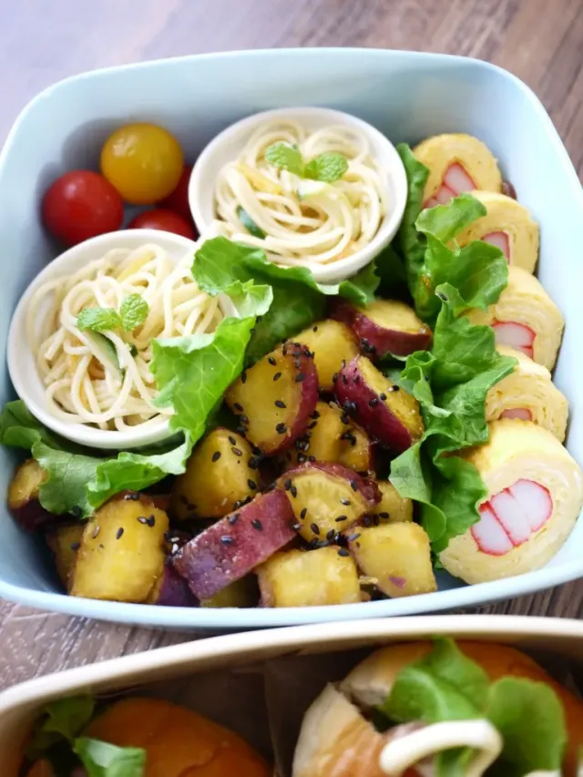 お弁当レシピサツマイモと魚肉ソーセージのサラダ