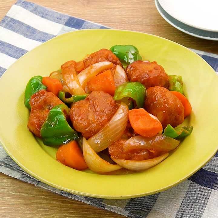 鶏肉のから揚げの酢豚風