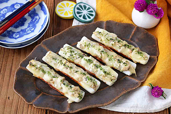 トースターで！チーズカニカマ☆ちくわボート