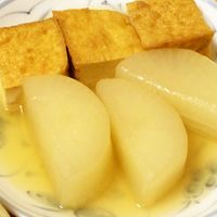 大根と厚揚げとスナップエンドウの白だしサッと煮♡枝垂れ梅♪♡ＭｉｌｉＭｉｌｉ♡