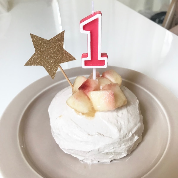 桃と紅茶のデコレーションケーキ