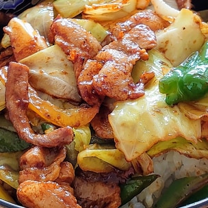 豚肉・なす・ｷｬﾍﾞﾂの簡単回鍋肉