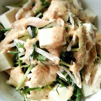 『ささみと水菜の棒棒鶏風サラダ』しっとり茹でささみの作り方♫