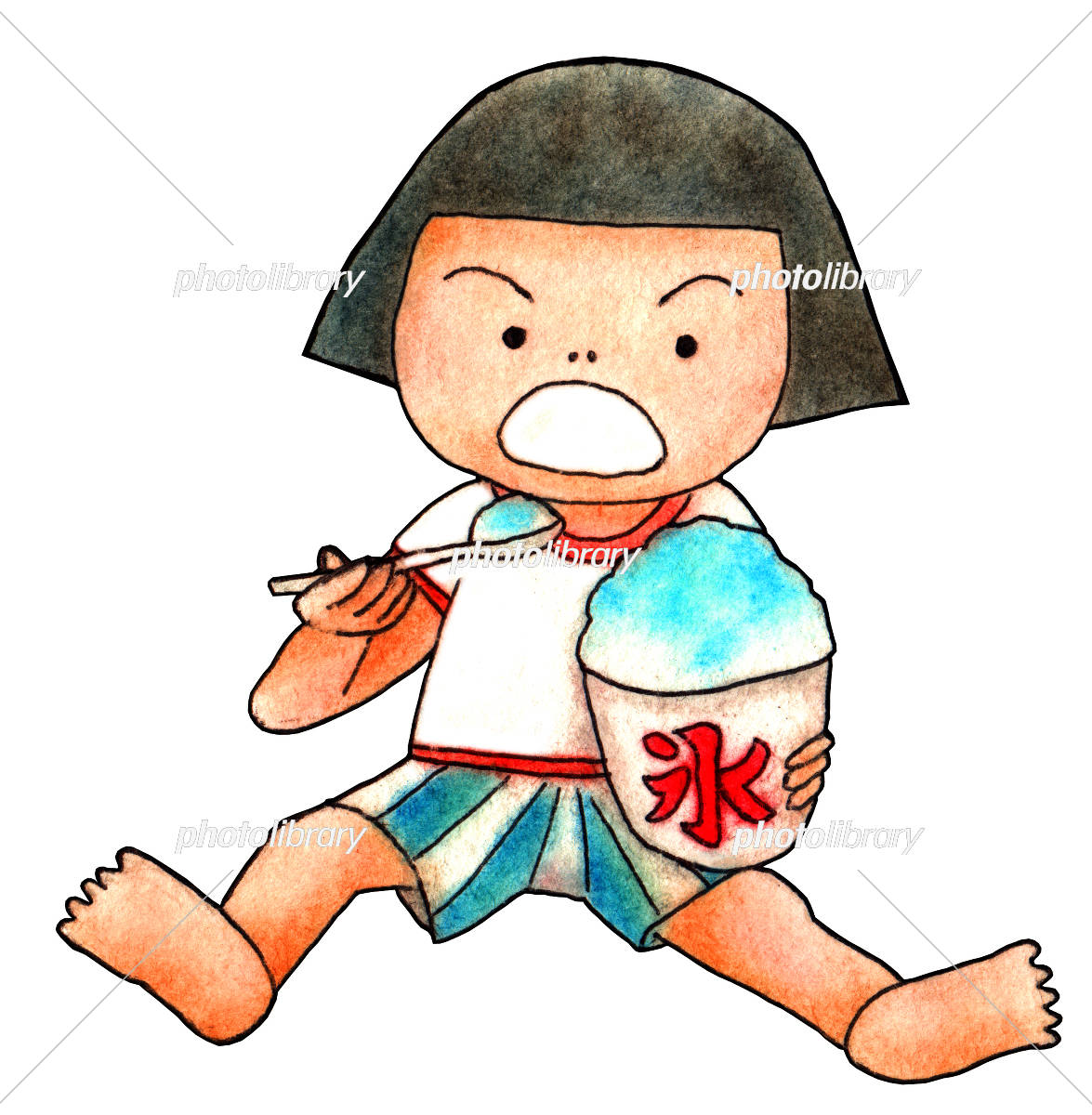 かき氷の中で食べられるのを待っている女の子のイラスト素材103564714- PIXTA
