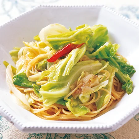 たけのこと春キャベツのアンチョビバタースパゲッティ：協会のパスタレシピ│レシピを探す│日本パスタ協会