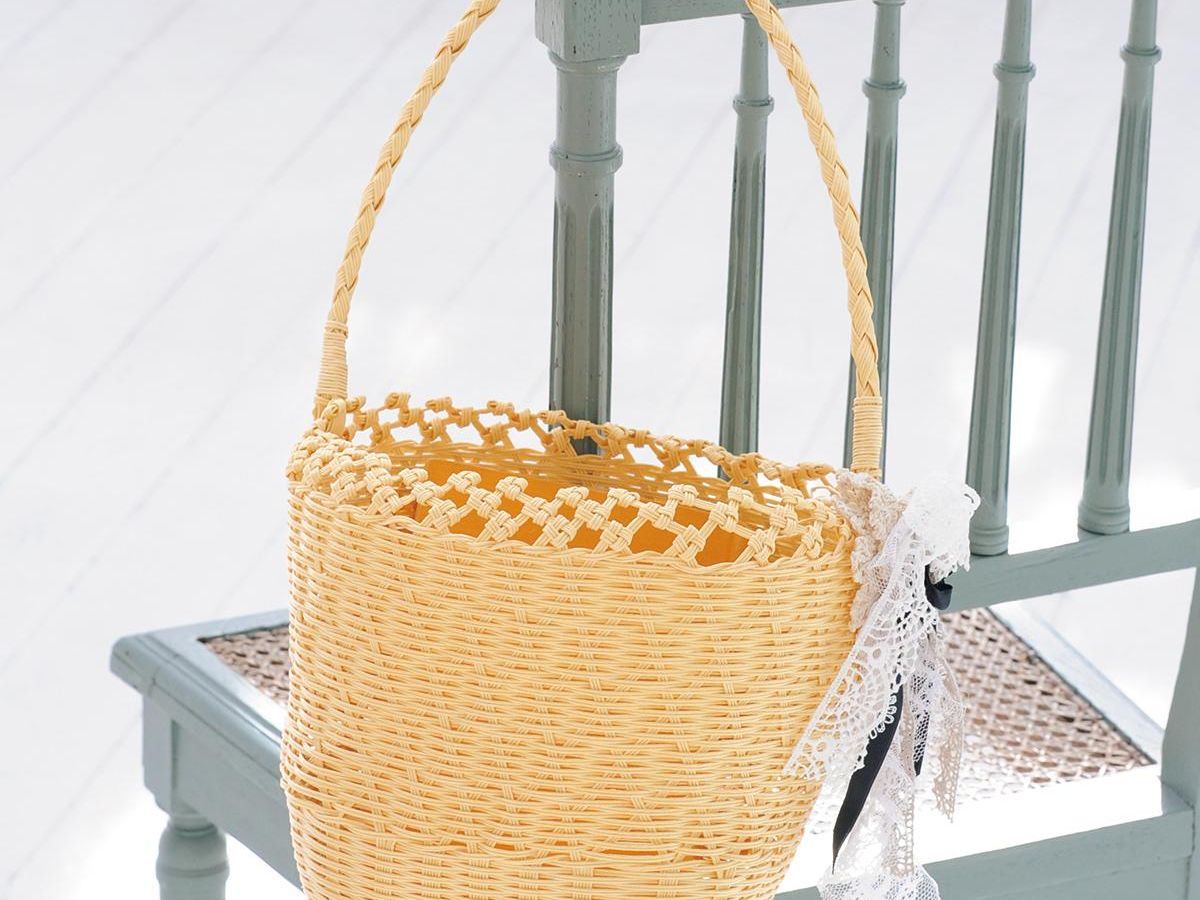 エコクラフトバンド かごバック 彩りグレー２点セット 大１点・中１点