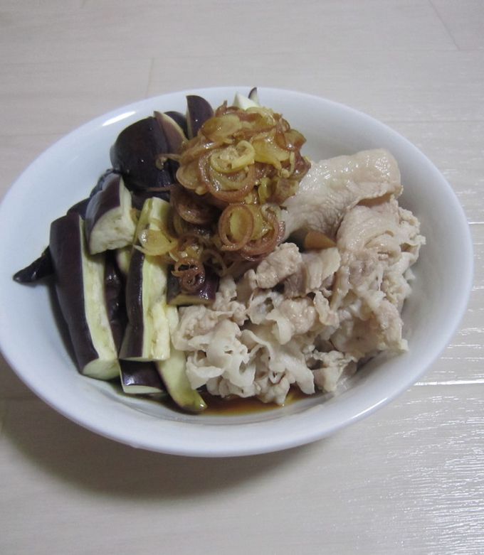 豚肉と焼きなすの香味だれ