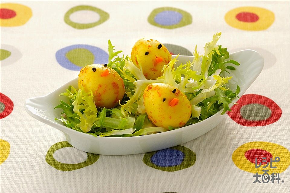 包丁不要! ストローでゆで卵をヒヨコにする方法。 簡単デコおかず