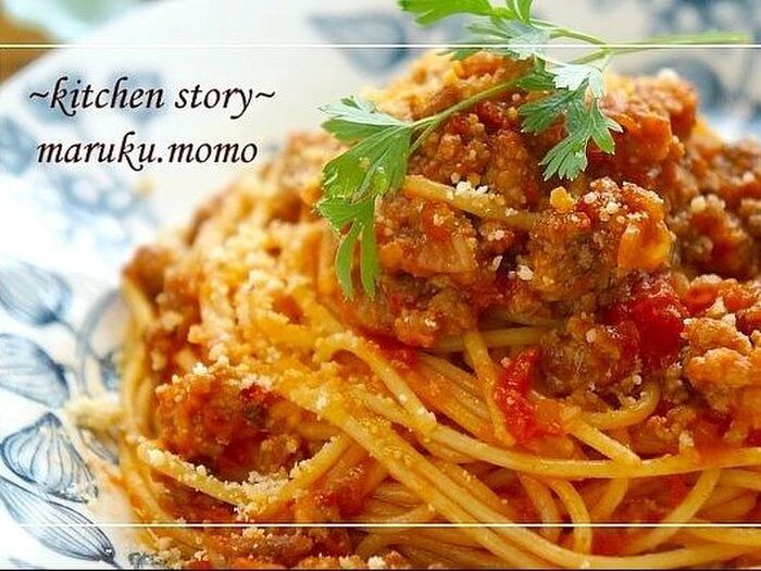 節約 トマト缶なしでもコク旨！『ワンパンミートソースパスタ』Meat sauce pasta