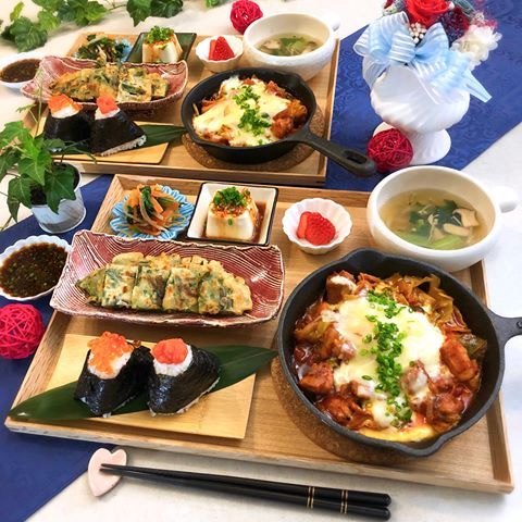 しらゆり荘夕食 タッカルビ 蓮根きんぴら ほうれん草胡麻和え : 今日の献立