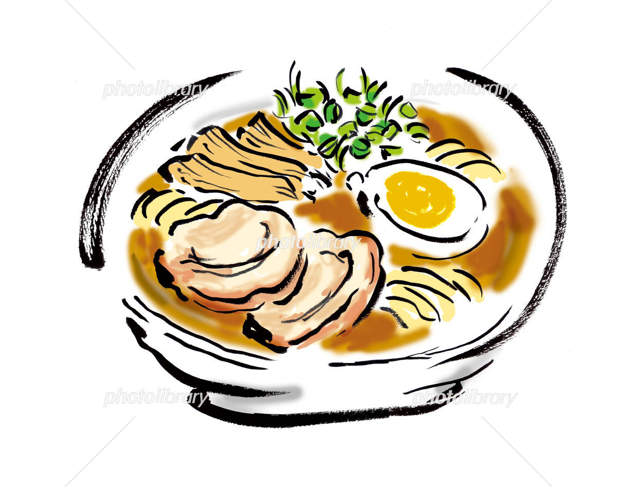 ラーメン作り方 アナログ・手書き 紺色ver：イラスト無料