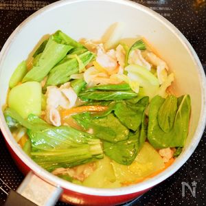 青梗菜の肉味噌あん