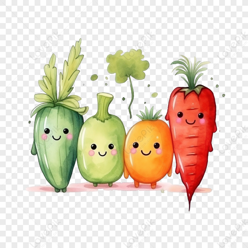 かわいい幸せ野菜キャラクターセットのコレクション。白で隔離。ベクトル漫画キャラクターイラストデザイン、シンプルなフラットスタイル。面白い野菜のコンセプトPremiumベクトル素材