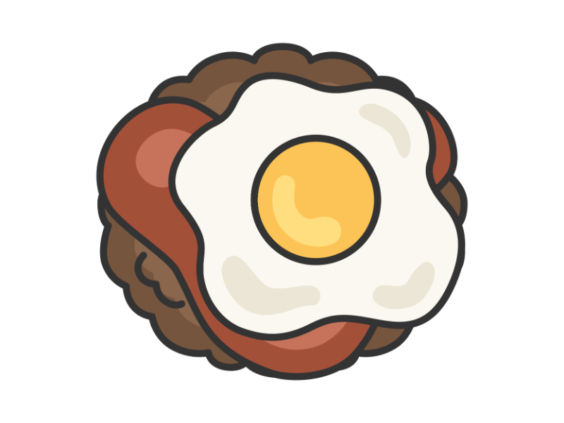 目玉焼きのせハンバーグの無料ベクターイラスト素材 - PICaboo!ピカブー！無料ベクターイラスト素材