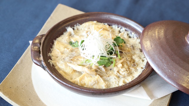 一石二鳥引き上げ湯葉と豆乳鍋