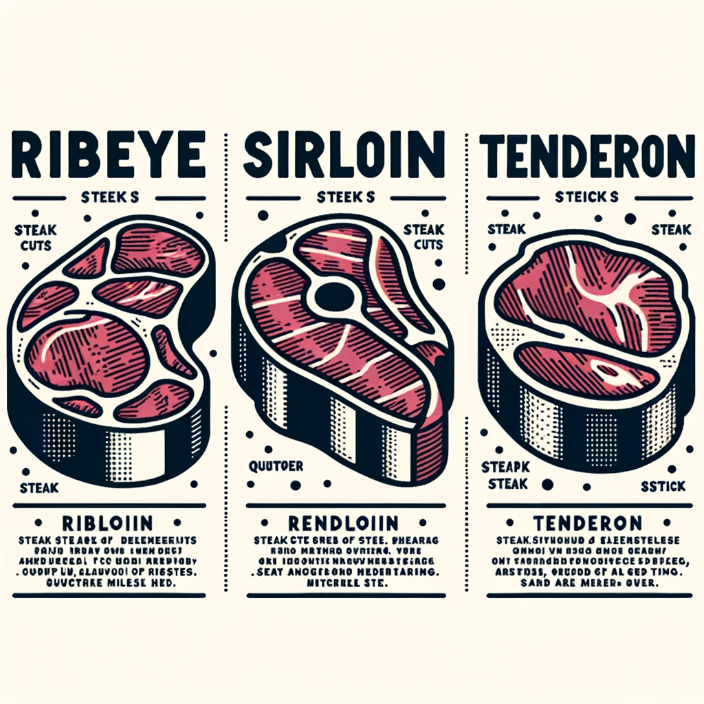 生ステーキのセットボーントマホークサーロインテンダーロインニューヨークステーキ黒い石の背景に上面図Premium写真