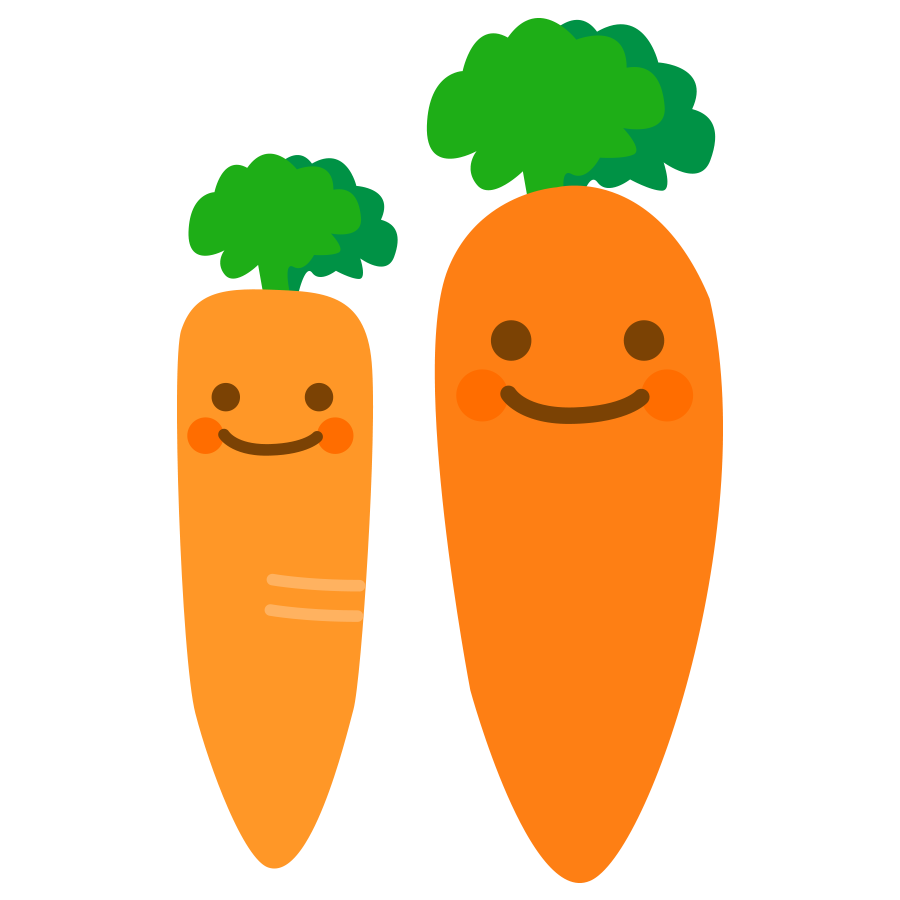 色塗りできる人参 茎付き のイラストぬれよん-ぬれるフリーイラスト